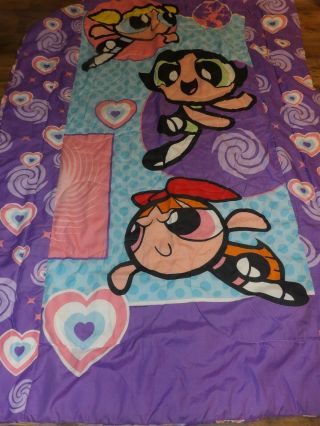 Vintage 2000 Powerpuff Girls Cartoon Network Twin Size Comforter Bedding 59x84 "