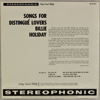 BILLIE HOLIDAY: Songs for Distingue Lovers Verve Classic Records Audiophile LP 2