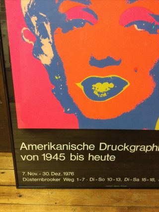 1976 Vintage Andy Warhol exhibition poster Marlyn Monroe Kunsthalle Zu Kiel RARE 4