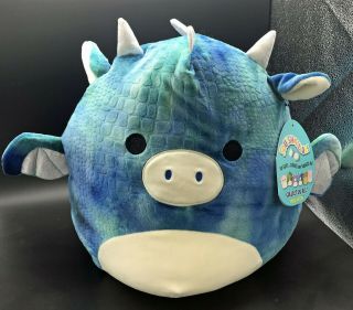 Nwt Squishmallows Destiny The Blue Textured Dragon Hard To Find 12 " Plush