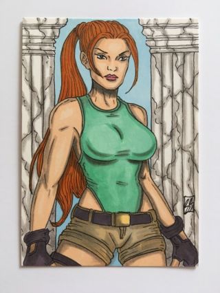 Aceo 1/1 Lara Croft Tomb Raider Sketch Card By Sean Stannard