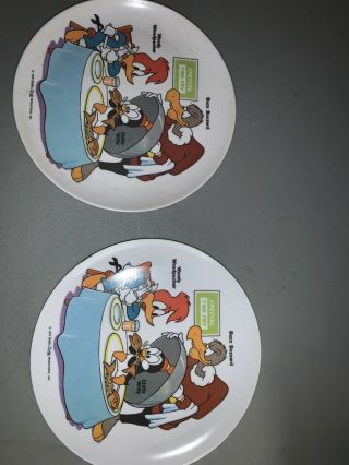 2 1979 Vintage Woody Woodpecker /buzz Buzzard/chilly Willy 8 " Plastic Plate Rare