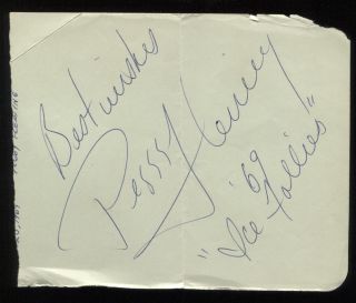 Peggy Fleming Signed Album Page Very Early Career Autographed In 1969