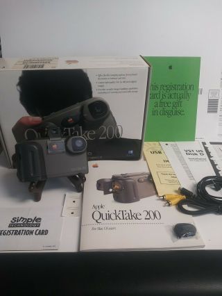 Vintage Apple Macintosh Quicktake 200 Digital Camera W/ Box And Manuals