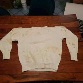 Vtg 40s Double V Jc Penney Cotton White Sweatshirt Sz 40 Mens Medium Distressed