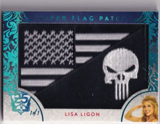 2019 Benchwarmer 25 Years Lisa Ligon Ice Blue Flag Patch Card 1/1