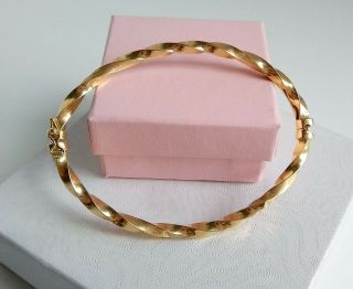 Vintage Italian 750/18k Yellow Gold Twisted Rope Bangle Bracelet 6.  5g