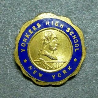 Vintage Yonkers High School York Enamel Pin Pinback Button