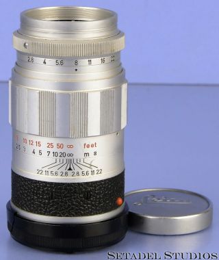 Leica Leitz 90mm Elmarit Vintage M2 M3 M4 F2.  811029 Chrome Lens,  Caps