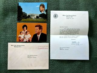 Robert F Kennedy Attorney General Signed Letter Envelope,  Vintage Jfk Postcards