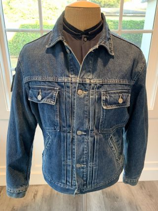 Rrl Ralph Lauren Flannel Lined Buckle Back Mens L Vintage Jean Jacket Usa