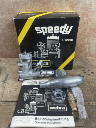 Rare Vintage Webra 1.  8 Ccm.  11 Speedy Rear Exhaust Glow Nitro Engine W/muffler