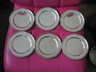 Vtg Antique Set Of 6 Small J S Co Sterling Silver Plates In Cloth Bag 6 Inch
