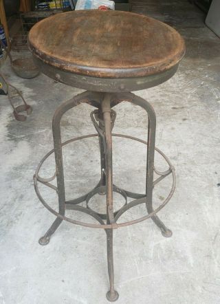 1920s Industrial Vintage Uhl Steel Toledo Metal Drafting Chair Stool Adjustable