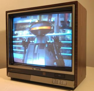 Toshiba Blackstripe Vintage Television Set 20 " Color Tv 1985 W/ Pop - Out Remote