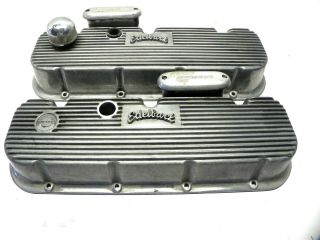 Vintage Edelbrock Valve Covers Set W/offenhauser Breathers Chevy 396 - 427 - 454