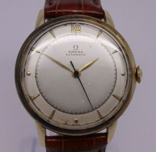 Vintage C.  1945 Omega 14k Gold Filled Bumper Automatic Mens Wrist Watch 28.  10rapc
