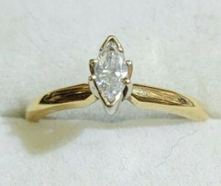 Vintage 1/4 Ct.  Marquise - Cut Diamond Solitaire Engagement Ring 14k Gold