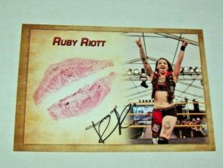 2018 Collectors Expo Wwe Diva Ruby Riott Autographed Kiss Card