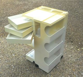 Vtg BOBY CART - TABORET Trolley Mobil Storage Off White Art Cosmetic Office Cart 2
