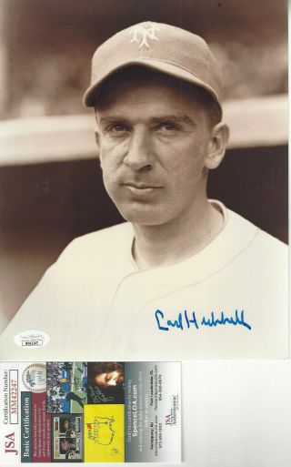 Ny Giants Hof Carl Hubbell Autographed 8x10 Sepia Tone Photo Jsa Certified