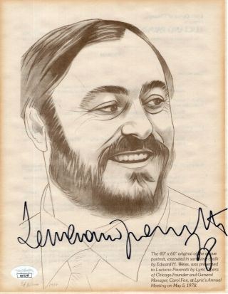 Luciano Pavarotti Vintage Hand Signed 8x11 Photo From 1978,  Rare Jsa