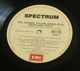 Spectrum RED ORANGE YELLOW GREEN BLUE INDIGO Australian EMI Records RARE LP 3
