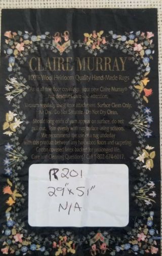 HTF Vintage Claire Murray Rug Hand Hooked 100 Wool 29 X 51 Noble George Rug 4