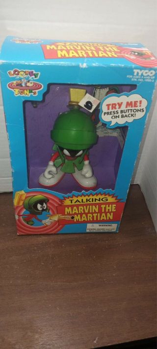 Nos Vtg 1993 Tyco Looney Tunes Talking Marvin The Martian Figure Box