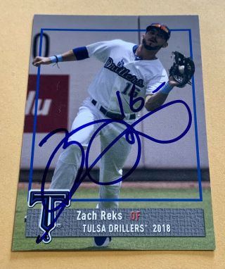 Zach Reks Signed 2018 Tulsa Drillers Team Set Card,  Los Angeles Dodgers Rc Auto