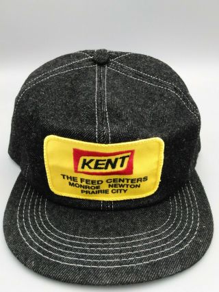 Vintage Kent Feeds Monroe Newton Black Denim Patch Hat Usa K - Products Rare