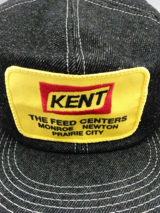 Vintage Kent Feeds Monroe Newton Black Denim Patch Hat USA K - Products Rare 2