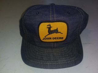 Old Vintage Snapback Advertising Hat Trucker Denim Louisville Denim John Deere