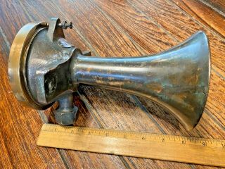 Vintage Cast Bronze Air Whistle/horn Cunningham 2a Great Age/patina 8 "
