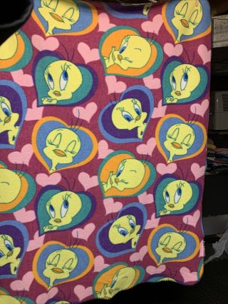 Vintage Tweety Bird Looney Tunes 2001 Hearts 46x63 Throw Cover Blanket