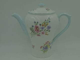 Vintage Shelley Blue Wild Flowers Teapot/coffee Pot Fine Bone China
