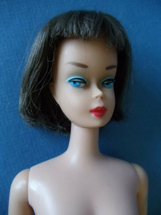 Vintage 1965 Mattel American Girl Barbie Doll High Color Long Hair Brunette