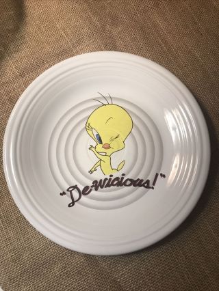 Looney Tunes Tweety Bird Dinner Plate Warner Bros Fiesta White “de - Wicious ”