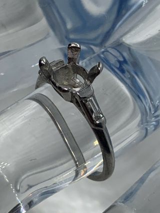 Estate Vintage Platinum Baguette Diamonds Engagement Ring Semi Mount Size 7 2