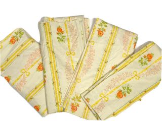 Jc Penney Home Vintage 1970s Pinch Pleat Curtains Drapes Set 4 82 " Yellow Floral