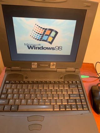 Vintage Toshiba Satellite 2595cdt/6.  4 With Power Adaptor And A Mouse