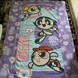 Vintage 2000 Powerpuff Girls Cartoon Network Twin Size Comforter Bedding 59x84