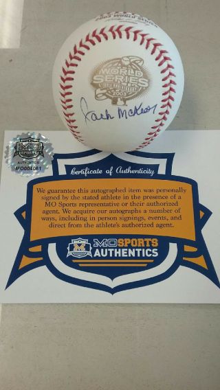 Florida Marlins Jack Mckeon Signed Autographed 2003 World Series Baseball