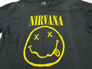 Vintage 1992 Nirvana Smile Tshirt Size M / Smiley Nirvana Distressed Tee