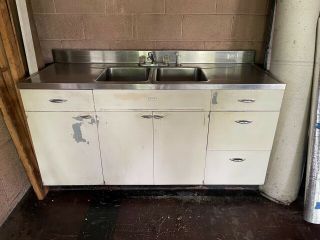 Vintage Metal Kitchen Cabinets,  Sink Unit/stainless Steel Top,  Other.  Lyon Brand