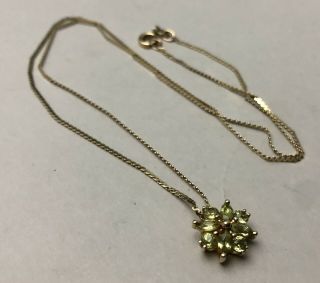 Vintage 14k.  585 Solid Yellow Gold & Green Peridot Estate Necklace Pendant