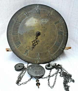 Weight Driven Antique Long Case Clock Movement Pendulum & Dial By Cooper Derby