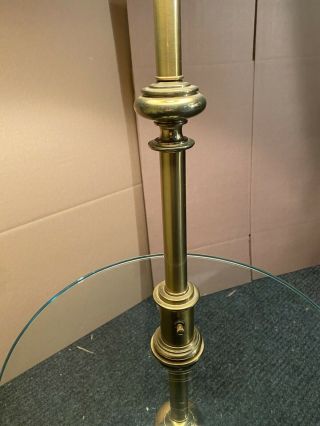 Elegant Vintage Mid Century Brass (Possibly Stiffel) Floor Lamp,  Glass Table 3