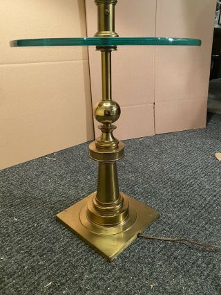 Elegant Vintage Mid Century Brass (Possibly Stiffel) Floor Lamp,  Glass Table 4