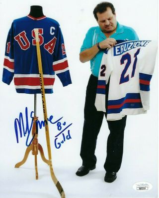Mike Eruzione Signed Usa Olympics Hockey 1980 Gold Medal 8x10 Photo W/ Jsa